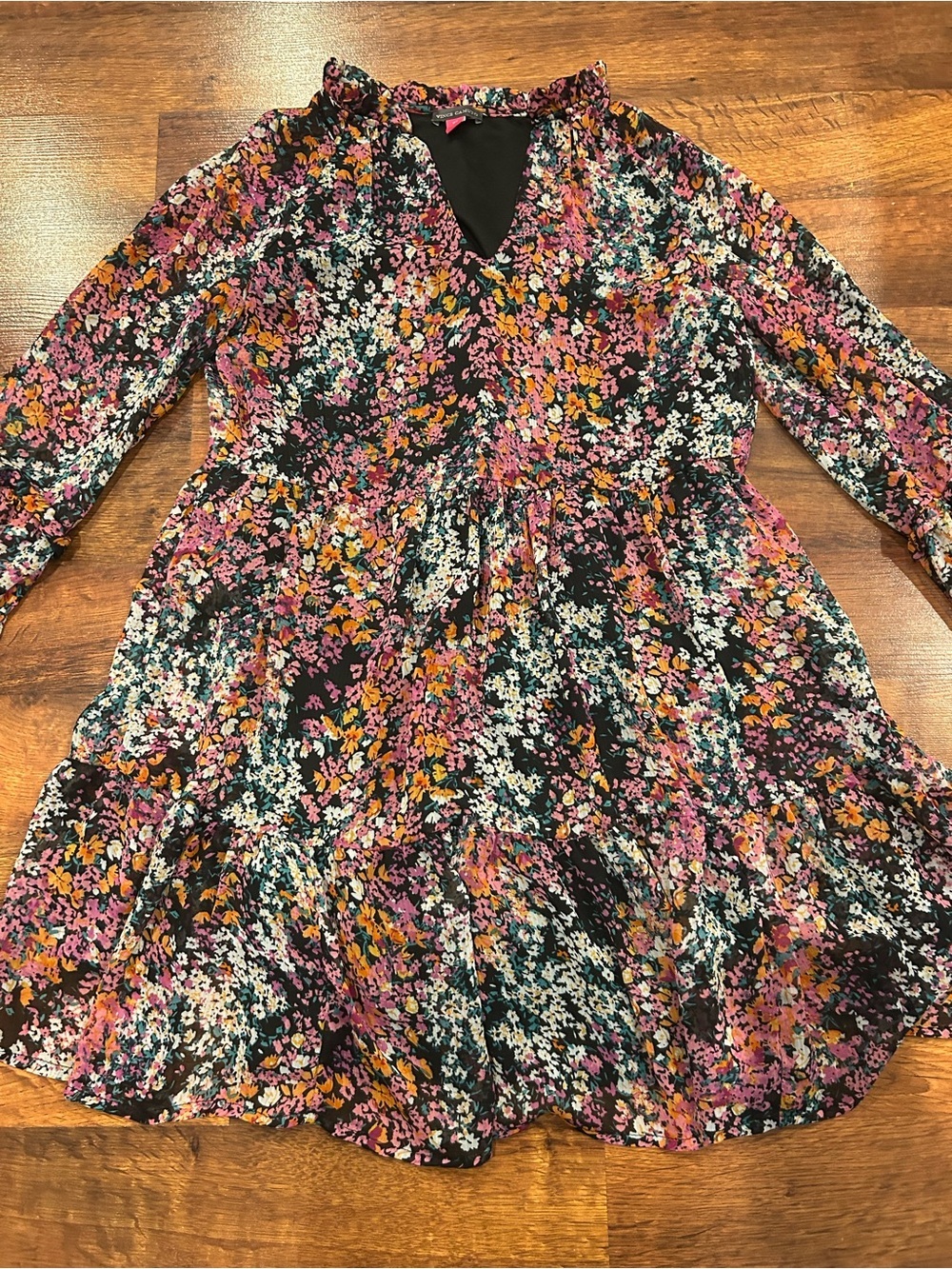 Vince Camuto Women's Lightweight Three Tier Mini Fashion Dress Size XS Floral